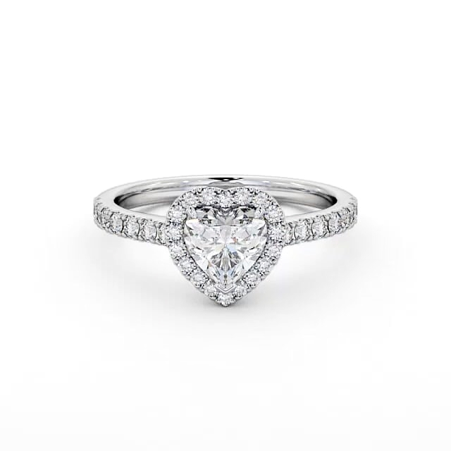 Halo Heart Diamond Engagement Ring 18K White Gold - Malinda ENHE10_WG_HAND