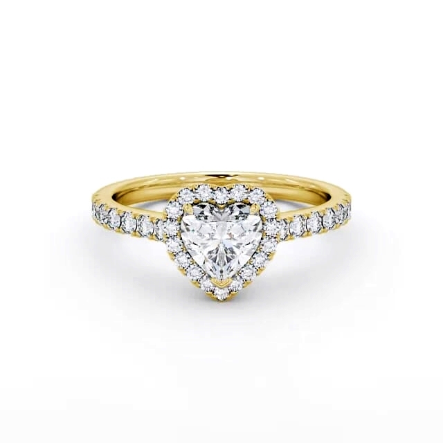 Halo Heart Diamond Engagement Ring 18K Yellow Gold - Malinda ENHE10_YG_HAND