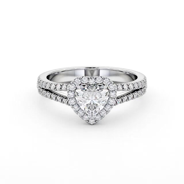 Halo Heart Diamond Engagement Ring 18K White Gold - Rosetta ENHE11_WG_HAND
