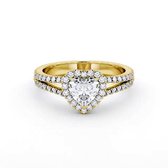 Halo Heart Diamond Engagement Ring 18K Yellow Gold - Rosetta ENHE11_YG_HAND