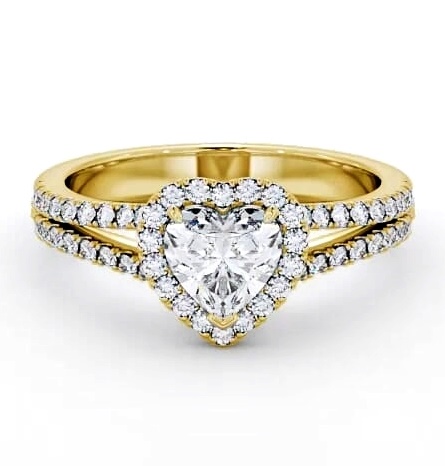 Halo Heart Diamond Split Band Engagement Ring 18K Yellow Gold ENHE11_YG_THUMB1