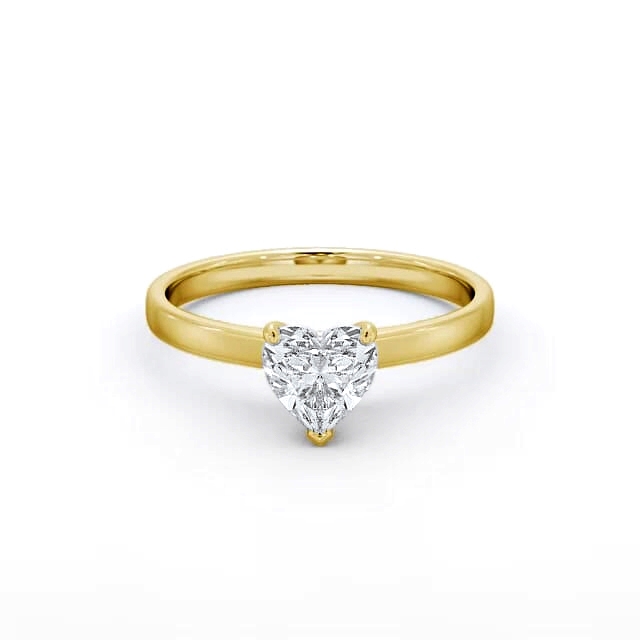 Heart Diamond Engagement Ring 18K Yellow Gold Solitaire - Essie ENHE12_YG_HAND