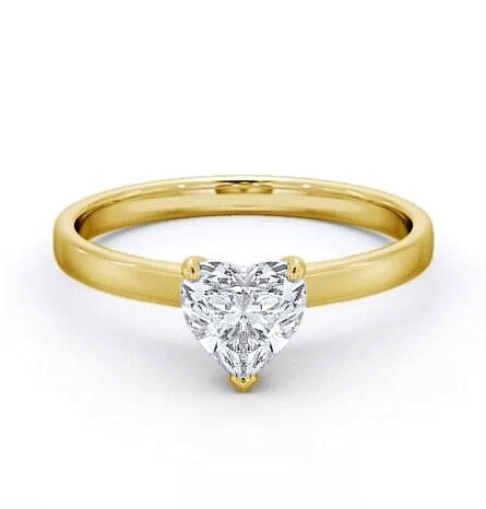 Heart Diamond Classic 3 Prong Ring 18K Yellow Gold Solitaire ENHE12_YG_THUMB1