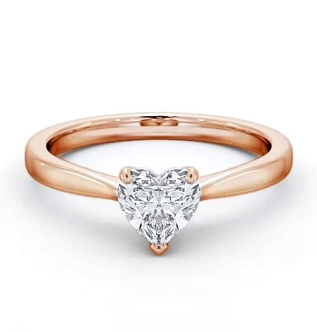 Heart Diamond Tapered Band Engagement Ring 9K Rose Gold Solitaire ENHE13_RG_THUMB1