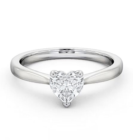 Heart Diamond Tapered Band Engagement Ring Platinum Solitaire ENHE13_WG_THUMB1