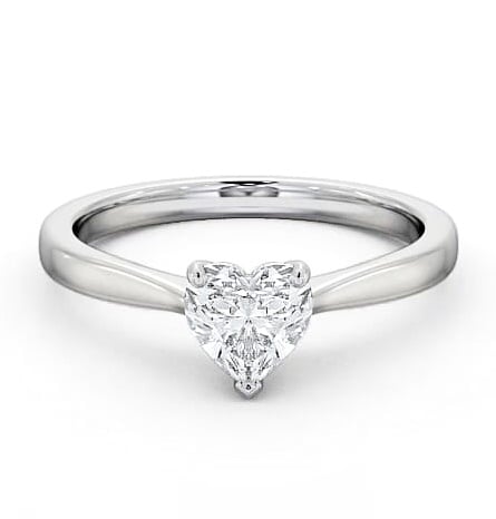 Heart Diamond Tapered Band Engagement Ring 18K White Gold Solitaire ENHE13_WG_THUMB2 