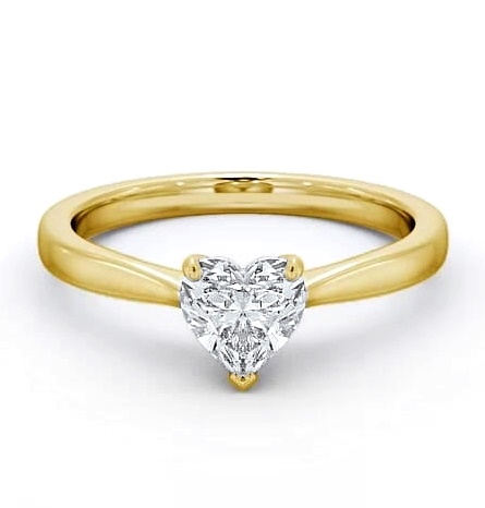 Heart Diamond Tapered Band Engagement Ring 18K Yellow Gold Solitaire ENHE13_YG_THUMB1