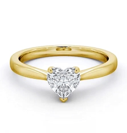 Heart Diamond Tapered Band Engagement Ring 18K Yellow Gold Solitaire ENHE13_YG_THUMB2 