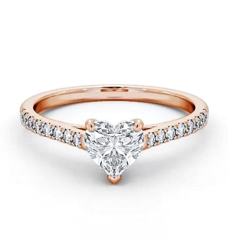 Heart Diamond 3 Prong Engagement Ring 18K Rose Gold Solitaire ENHE14_RG_THUMB1