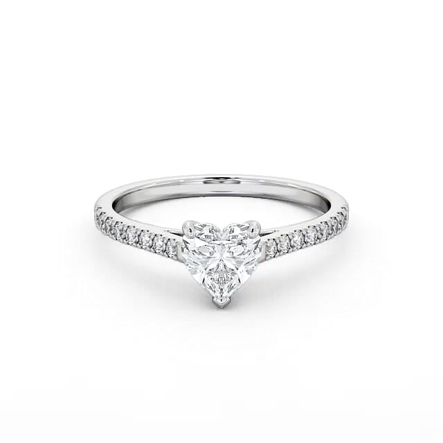 Heart Diamond Engagement Ring 18K White Gold Solitaire With Side Stones - Samira ENHE14_WG_HAND