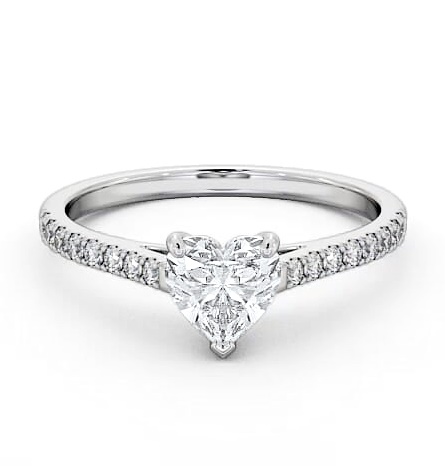 Heart Diamond 3 Prong Engagement Ring 18K White Gold Solitaire ENHE14_WG_THUMB2 