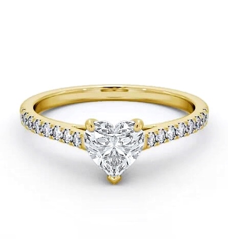 Heart Diamond 3 Prong Engagement Ring 9K Yellow Gold Solitaire ENHE14_YG_THUMB1