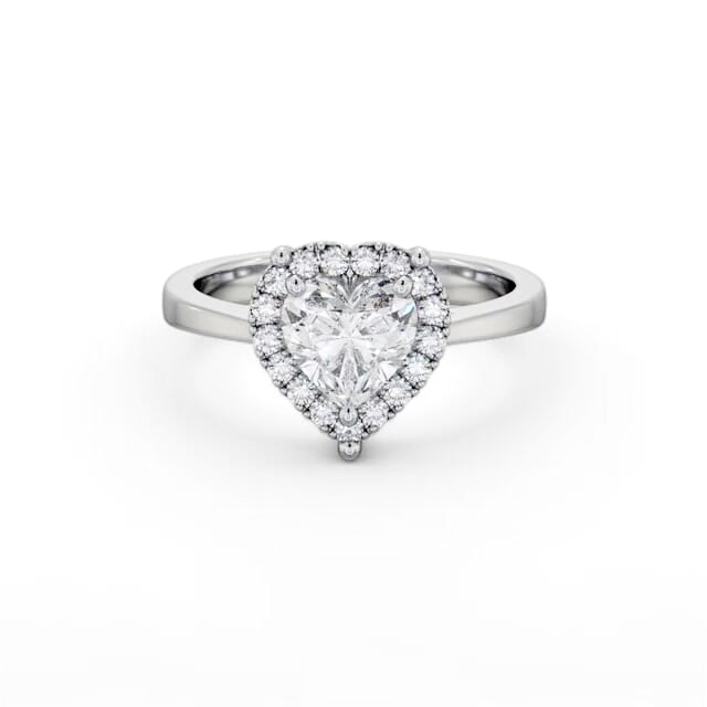 Halo Heart Diamond Engagement Ring 18K White Gold - Pippa ENHE15_WG_HAND