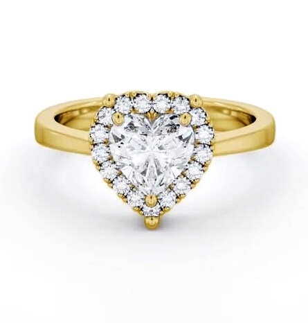 Halo Heart Diamond Cluster Engagement Ring 18K Yellow Gold ENHE15_YG_THUMB1