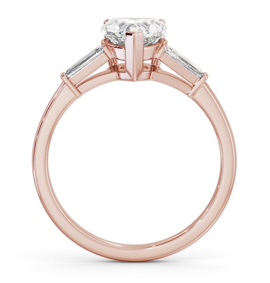 Heart Diamond Engagement Ring 18K Rose Gold Solitaire with Tapered Baguette Side Stones ENHE15S_RG_THUMB1