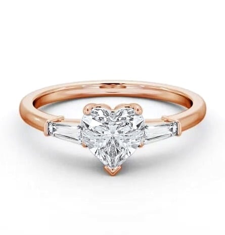 Heart Ring 9K Rose Gold Solitaire with Tapered Baguette Side Stones ENHE15S_RG_THUMB2 