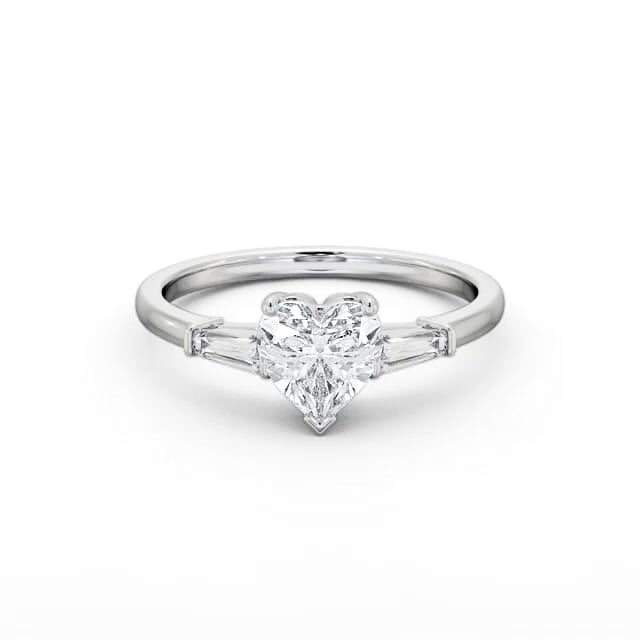 Heart Diamond Engagement Ring 18K White Gold Solitaire With Side Stones - Rochelle ENHE15S_WG_HAND