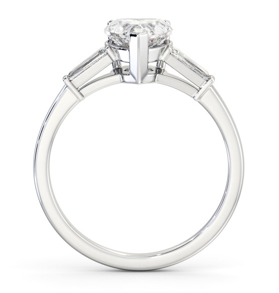Heart Diamond Engagement Ring Platinum Solitaire with Tapered Baguette Side Stones ENHE15S_WG_THUMB1