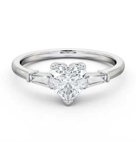 Heart Ring 18K White Gold Solitaire with Tapered Baguette Side Stones ENHE15S_WG_THUMB1