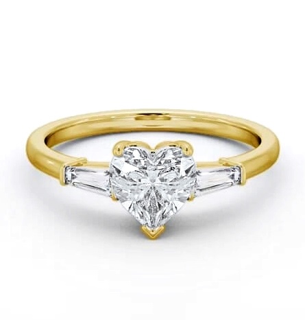 Heart Ring 18K Yellow Gold Solitaire with Tapered Baguette Side Stones ENHE15S_YG_THUMB2 