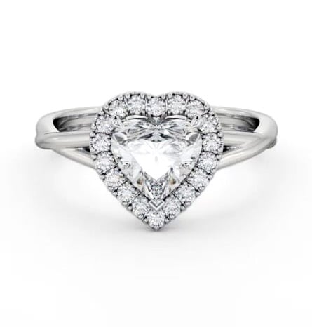 Halo Heart Diamond Crossover Band Engagement Ring 18K White Gold ENHE16_WG_THUMB2 