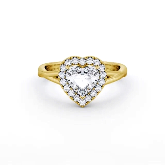 Halo Heart Diamond Engagement Ring 18K Yellow Gold - Adalene ENHE16_YG_HAND