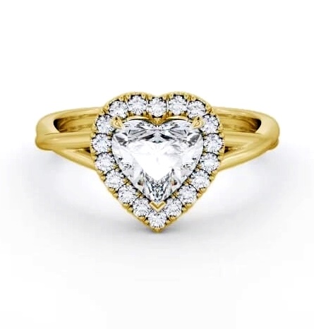 Halo Heart Diamond Crossover Band Engagement Ring 18K Yellow Gold ENHE16_YG_THUMB1