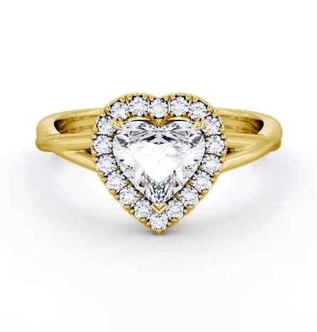 Halo Heart Diamond Crossover Band Engagement Ring 18K Yellow Gold ENHE16_YG_THUMB2 