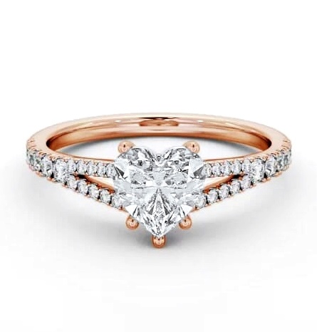 Heart Diamond Split Band Engagement Ring 9K Rose Gold Solitaire ENHE16S_RG_THUMB1