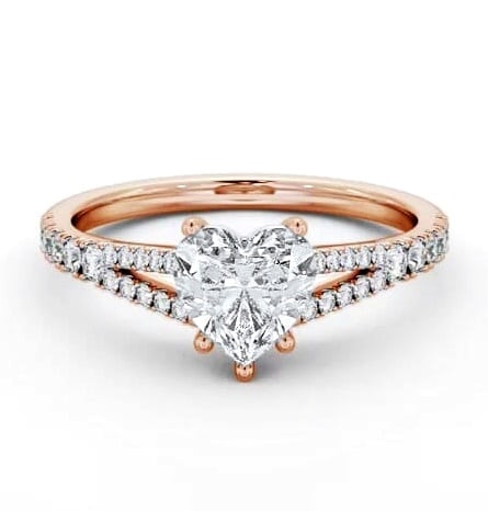 Heart Diamond Split Band Engagement Ring 18K Rose Gold Solitaire ENHE16S_RG_THUMB2 