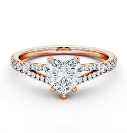 Heart Diamond Split Band Engagement Ring 18K Rose Gold Solitaire ENHE16S_RG_THUMB2 