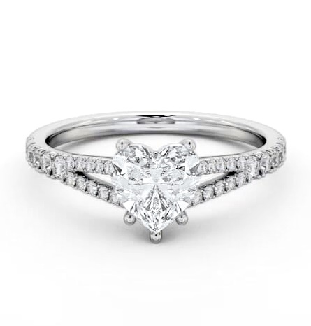 Heart Diamond Split Band Engagement Ring 18K White Gold Solitaire ENHE16S_WG_THUMB1