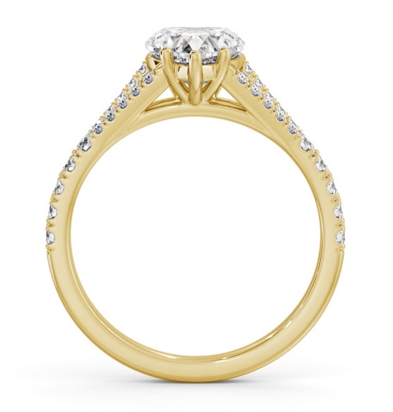 Heart Diamond Split Band Engagement Ring 18K Yellow Gold Solitaire with Channel Set Side Stones ENHE16S_YG_THUMB1