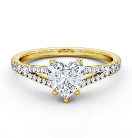 Heart Diamond Split Band Engagement Ring 18K Yellow Gold Solitaire ENHE16S_YG_THUMB1