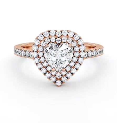 Double Halo Heart Diamond Engagement Ring 18K Rose Gold ENHE17_RG_THUMB2 