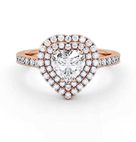 Double Halo Heart Diamond Engagement Ring 18K Rose Gold ENHE17_RG_THUMB1