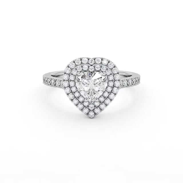 Halo Heart Diamond Engagement Ring 18K White Gold - Josalyn ENHE17_WG_HAND