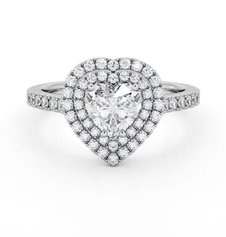 Double Halo Heart Diamond Engagement Ring 9K White Gold ENHE17_WG_THUMB2 
