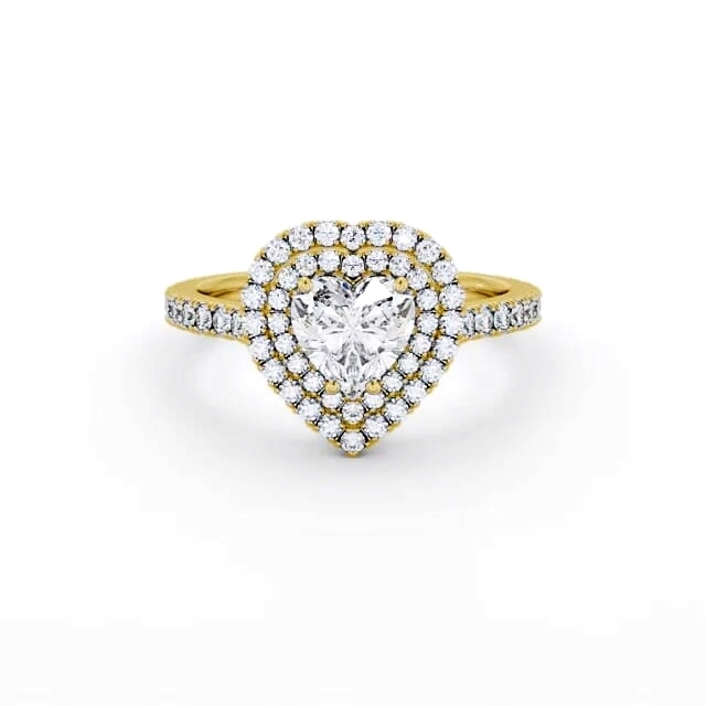 Halo Heart Diamond Engagement Ring 18K Yellow Gold - Josalyn ENHE17_YG_HAND
