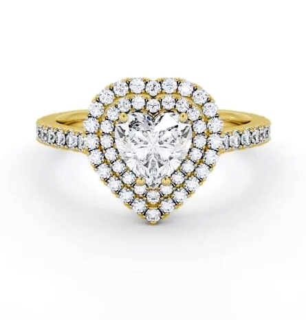 Double Halo Heart Diamond Engagement Ring 18K Yellow Gold ENHE17_YG_THUMB1