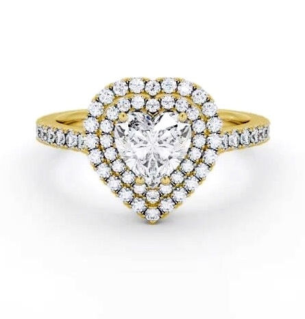 Double Halo Heart Diamond Engagement Ring 18K Yellow Gold ENHE17_YG_THUMB2 