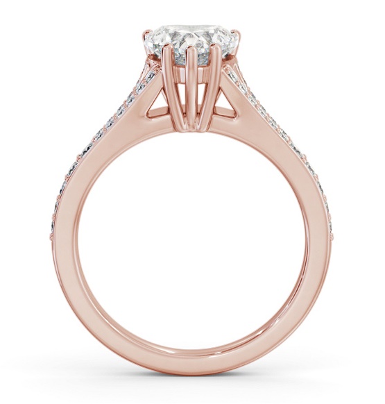 Heart Diamond Split Channel Engagement Ring 18K Rose Gold Solitaire with Channel Set Side Stones ENHE17S_RG_THUMB1