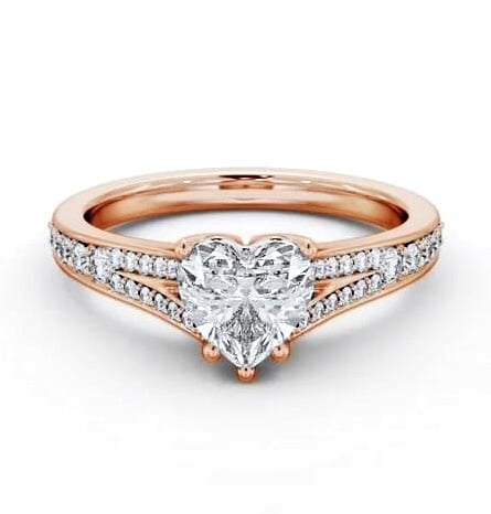 Heart Diamond Split Channel Engagement Ring 18K Rose Gold Solitaire ENHE17S_RG_THUMB2 