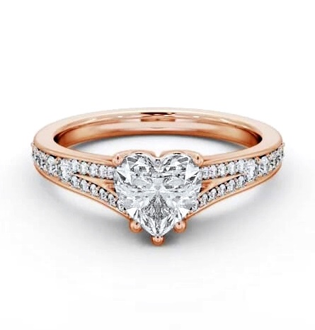Heart Diamond Split Channel Engagement Ring 18K Rose Gold Solitaire ENHE17S_RG_THUMB1