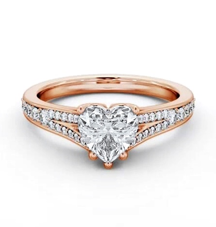 Heart Diamond Split Channel Engagement Ring 18K Rose Gold Solitaire ENHE17S_RG_THUMB2 