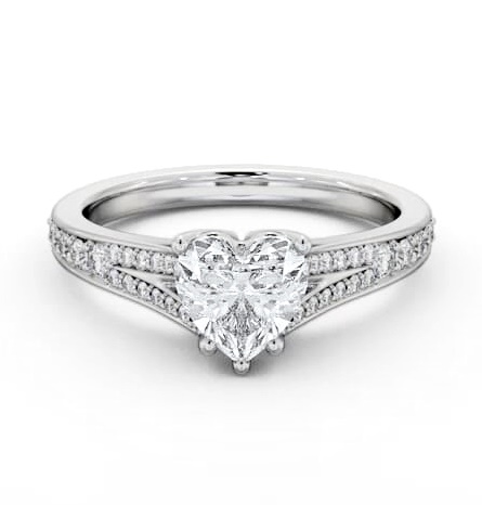 Heart Diamond Split Channel Engagement Ring 18K White Gold Solitaire ENHE17S_WG_THUMB2 