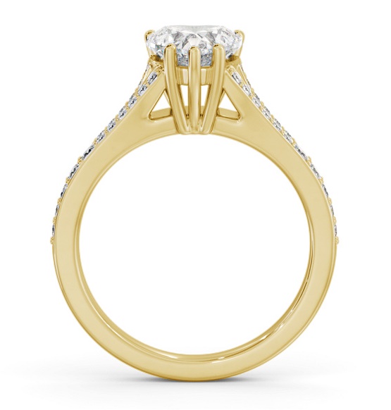 Heart Diamond Split Channel Engagement Ring 18K Yellow Gold Solitaire with Channel Set Side Stones ENHE17S_YG_THUMB1