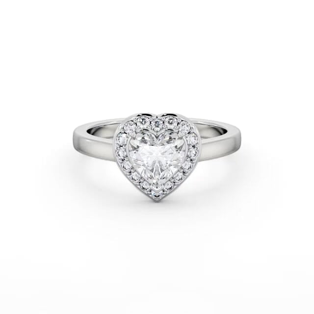 Halo Heart Diamond Engagement Ring 18K White Gold - Juliet ENHE18_WG_HAND