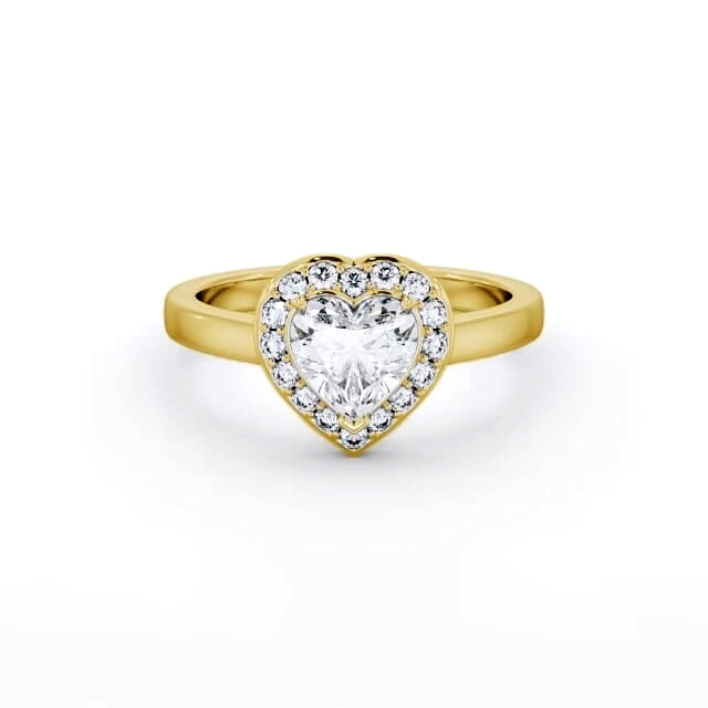 Halo Heart Diamond Engagement Ring 18K Yellow Gold - Juliet ENHE18_YG_HAND