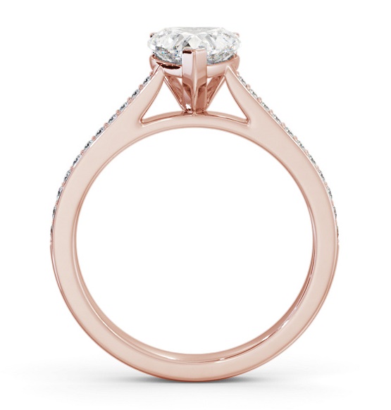 Heart Diamond 3 Prong Engagement Ring 18K Rose Gold Solitaire with Channel Set Side Stones ENHE18S_RG_THUMB1